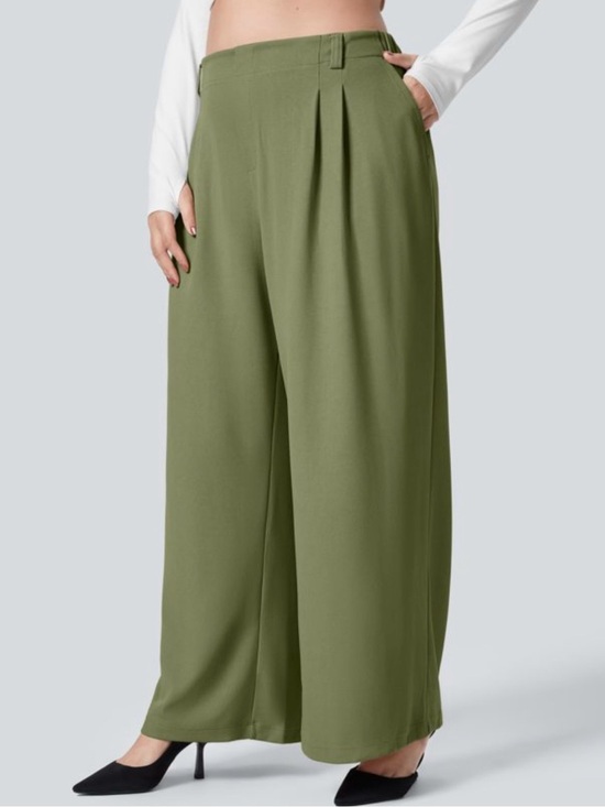 HALARA Pants - HALARA Olive Wide-Leg High-Waist Pants